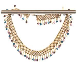 Handmade Beautiful Bead Collar Necklace Gold Tones